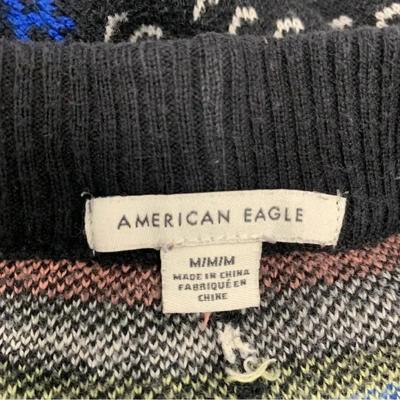 American Eagle Knit Joggers Woman Medum  Drawstring Fair Isle  Colorful  Stretch - Picture 9 of 13